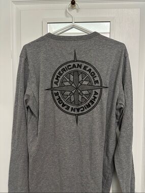 American Eagle Compass Long Sleeve Shirt - Heather Gray
